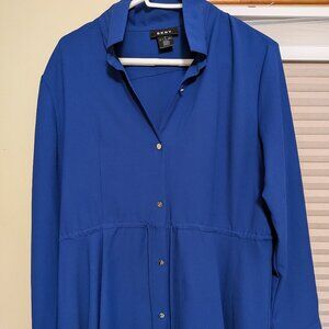 DKNY Blue Button up Tunic Blouse